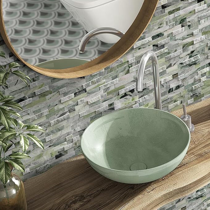 SUNWINGS 5-Sheet Peel and Stick Mosaic Natural 3D Stone Self Adhesive Marble