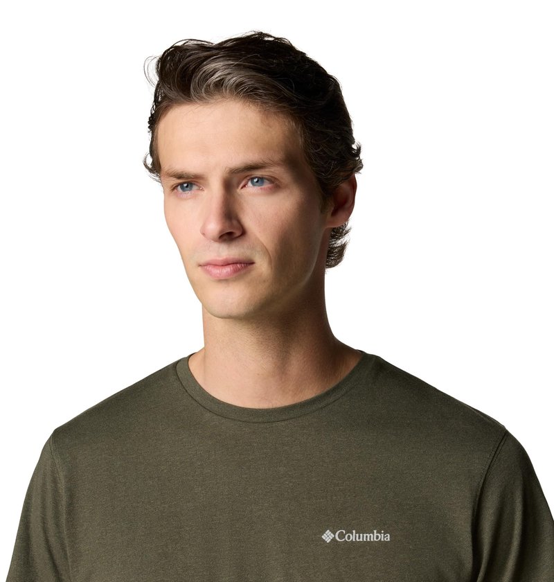 Columbia Mens Thistletown Hills Short Sleeve T-Shirt, Greenscape Heather, Small