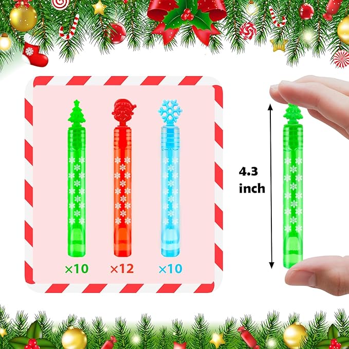Christmas Goodie Bag Stocking Stuffers Fillers for Kids 32 Pack, Mini Bubbles Classroom Toys Gifts Party Favors Supplies for Toddlers, Xmas Small Holiday Class Treat Prize Stuff Activities for Student