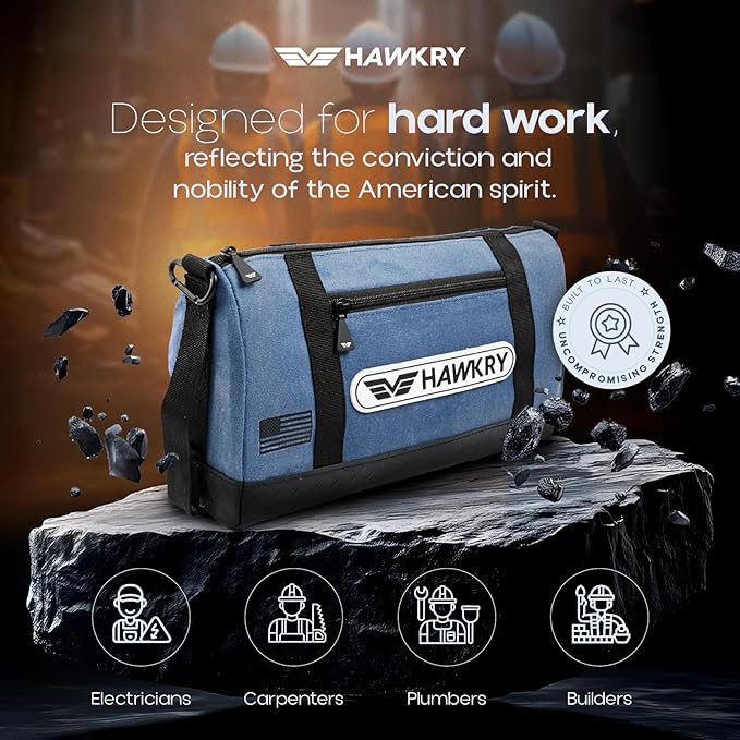 HAWKRY Heavy Duty Canvas Tool Bag – Waterproof Canvas Zipper Pouch, Garden Tool Bag, Construction Bags Heavy Duty, Small Zipper Pouch, Motorcycle Tool, Multipurpose Fishing Bag