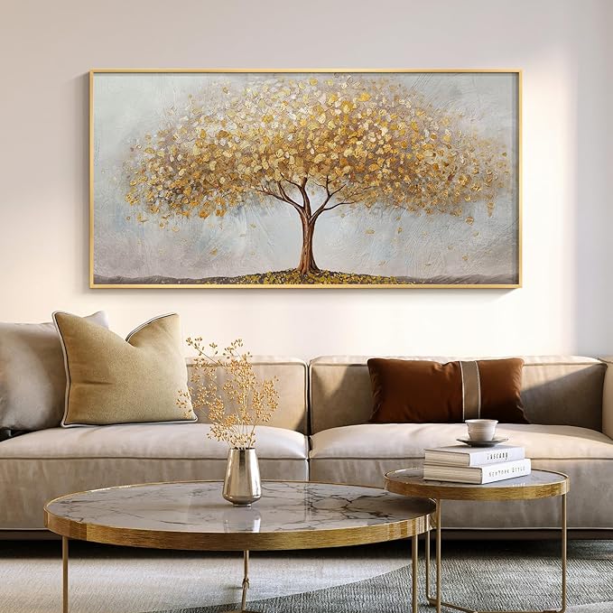 Gold Framed Tree of Life Wall Art, Large Modern Canvas Prints Paintings Artwork