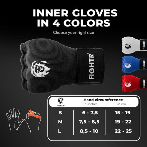 FIGHTR® Gel Inner Gloves - Enhanced Stability & Quick Wrapping | Boxing, MMA, Muay Thai | Long Wrist Wraps