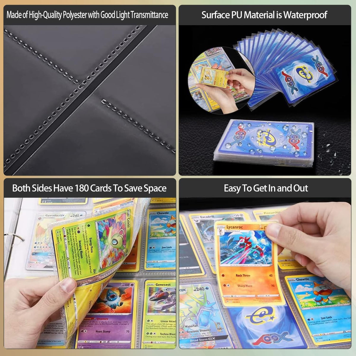 Skiennix 9-Pocket Trading Card Binder - Premium PU Leather & Soft Suede Lining | Holds 360 Cards