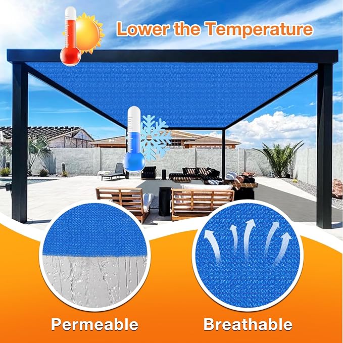 Artpuch Outdoor Pergola Shade Cover 9' X 10' Sun Shade Cloth with Grommets, 90% UV Protection Canopy Patio Privacy Screen (Customized Available) GN107, Blue