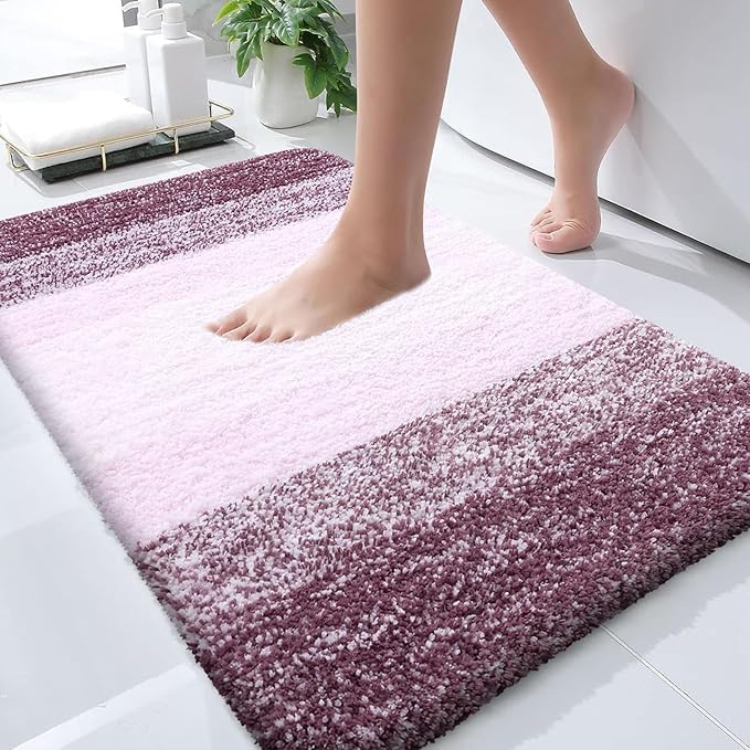 OLANLY Bathroom Runner Rugs 44x24, Extra Soft Absorbent Microfiber Bath Rugs, Rubber Backing, Quick Dry, Machine Washable Bath Mats for Bathroom Floor, Tub and Shower, Home Decor Accessories, Mauve
