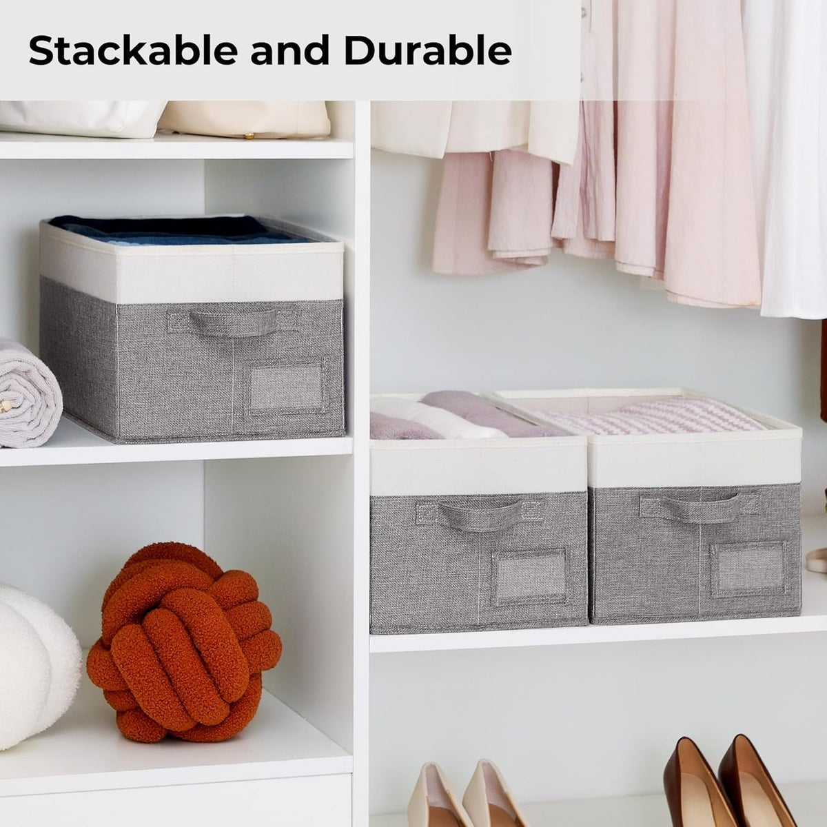 GRANNY SAYS Fabric Storage Bins for Clothes & Closet Organization - Collapsible, Decorative Boxes, Large, 3-Pack
