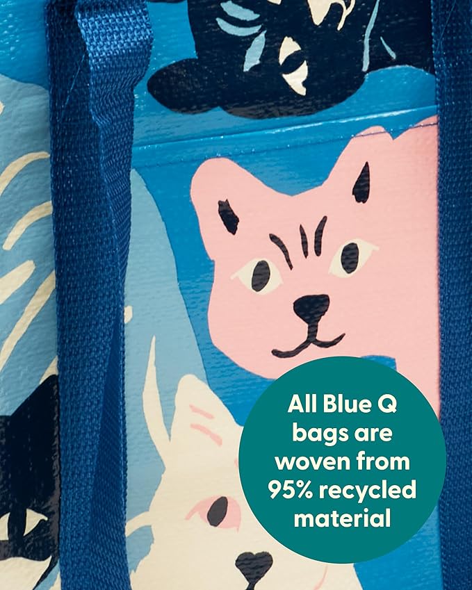 Blue Q Reusable Shoulder Tote Bag – Carry Everywhere Bag with a Hefty Zipper, Durable, Fun Design, 95% Recycled Material