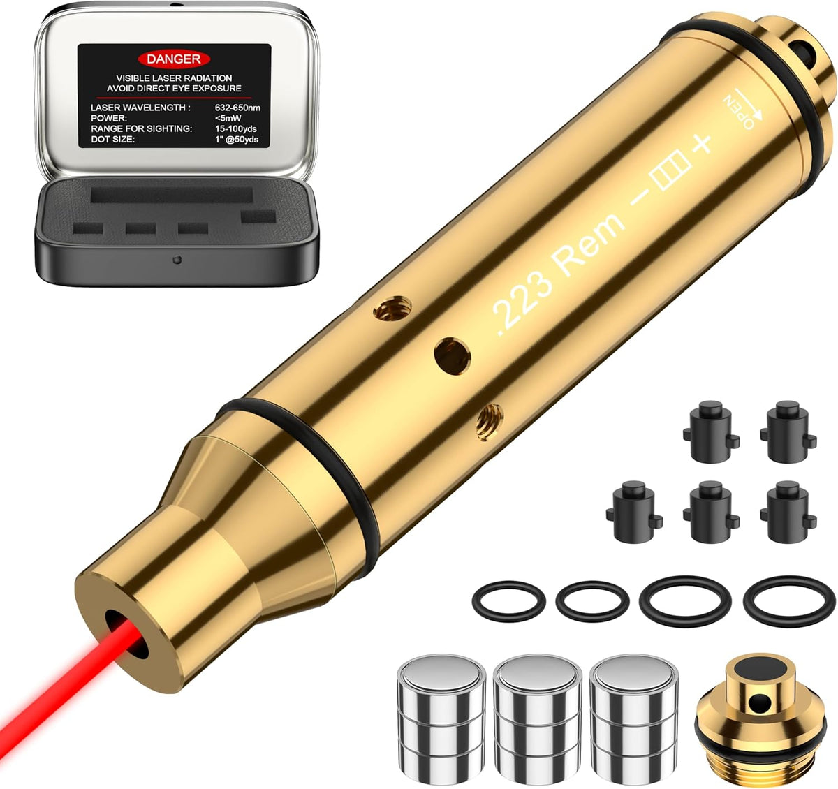 223Rem Laser Training Cartridge - Enhance Dry Fire Practice with 3 Battery Sets for Shooting Training
