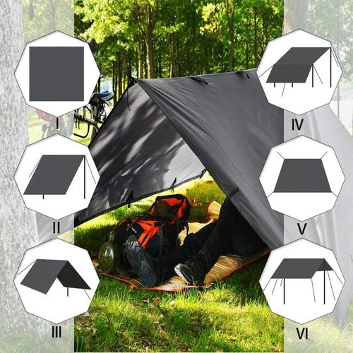 KALINCO 10X10FT Tent Tarp, Picnic Mat Camping Tarp Tent Hammock Tarp, pu Waterproof Camping tarp Tent Rain Fly Picnic Mat Survival Shelter Sunshade