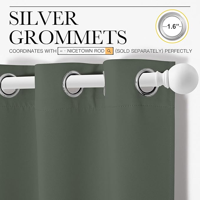 NICETOWN Blackout Curtain Panels, Dark Mallard, 1 Pair, 42 by 78-Inch, Home