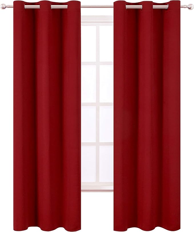 LEMOMO Red Blackout Curtains 34 x 84 Inch Length/Set of 2 Curtain