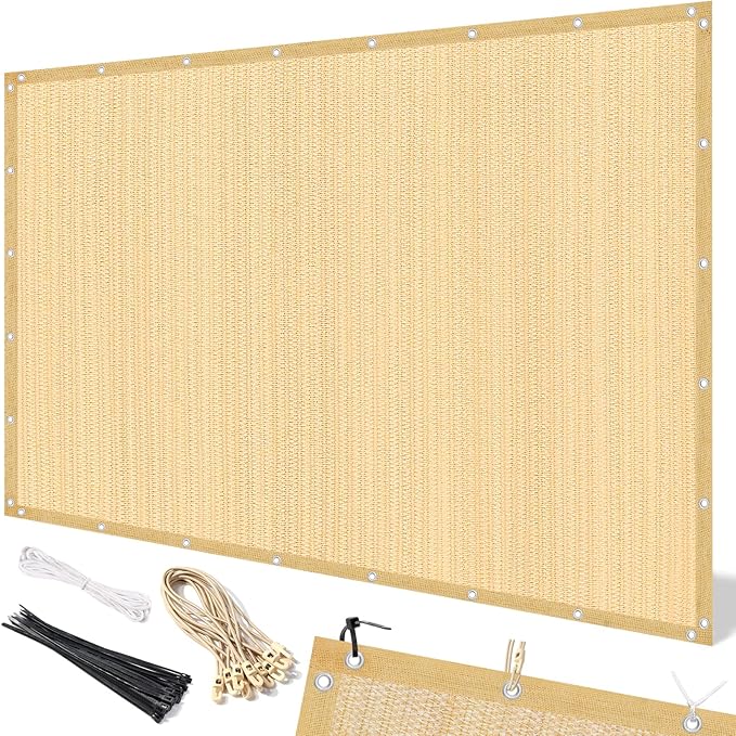 Artpuch 90% Sun Shade Cloth, 10 x 16 FT Pergola Shade Cover Canopy with Grommets, Sun Screen Fabric Tarp for Patio, Outdoor, Garden, Backyard, Wheat