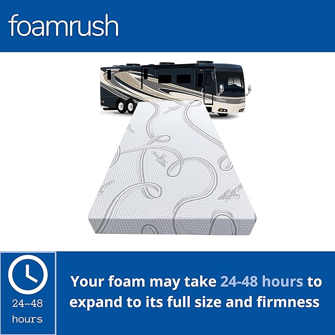 FoamRush 3-Inch Bunk (30" x 72") Gel Memory Foam RV Mattress Replacement with Cotton Cover, Medium Firm, Comfort, Pressure Relief Support, Made in USA, Travel Camper Trailer Truck