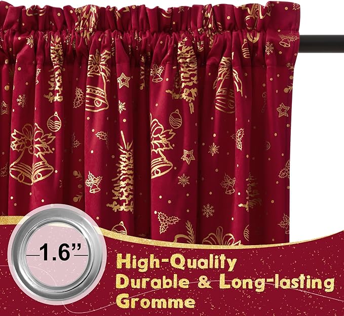 NICETOWN Red Velvet Curtains 96 inches Long