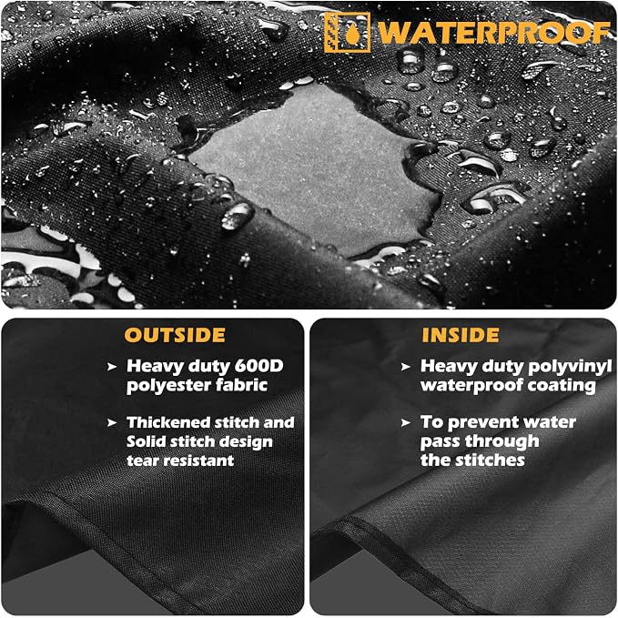Grisun Grill Cover for Oklahoma Joe's Longhorn Offset Smoker, Anti-UV Waterproof Offset Smoker Cover for Oklahoma Joe's 13201747-50, Heavy-Duty 600 D Polyester, Black (70" L x 60" H x 40" W)