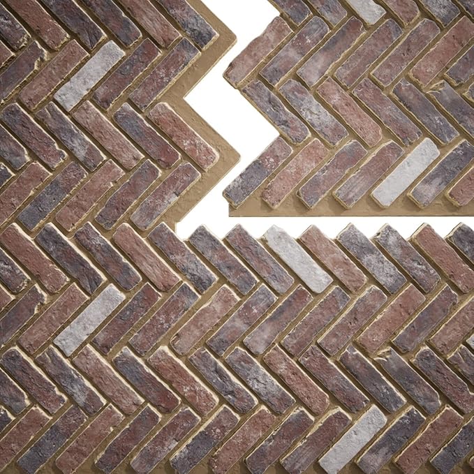 EverStone Herringbone Faux Brick Panel, 46 1/2"W x 25 1/4"H x 1"D, Smokey Rose