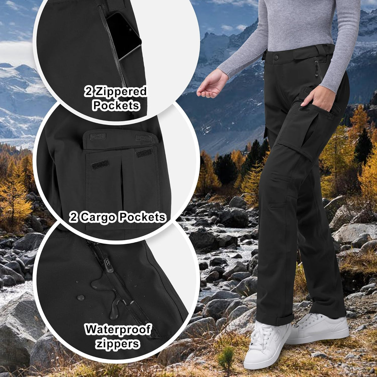 Skiennix Women's Rain Pants - Waterproof & Lightweight Breathable Hiking Overalls | 33,000ft