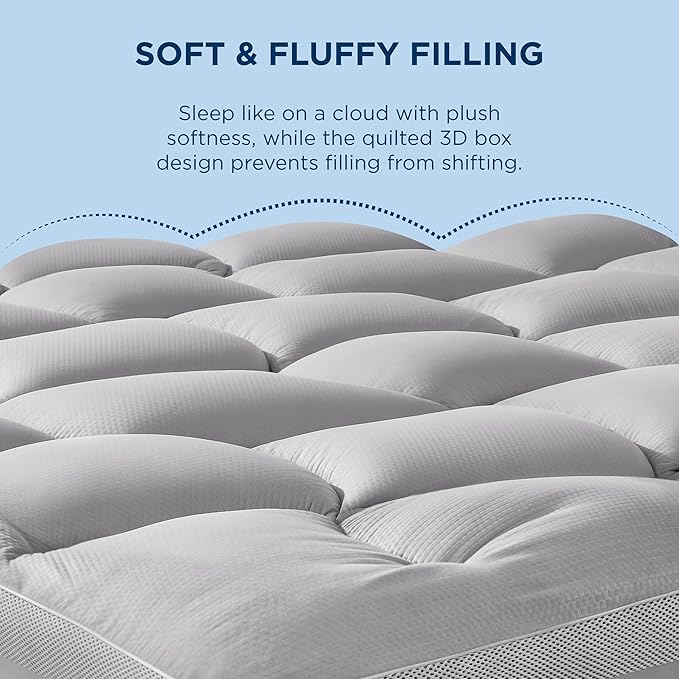 Bedsure Waterproof Mattress Topper Full - Pillow Top Full Mattress Protector with 8-21 Inches Deep Pocket, 800 GSM Extra Thick Bed Pad Fitted, Soft Bed Cover for Home, Bedroom, Hotel - Grey