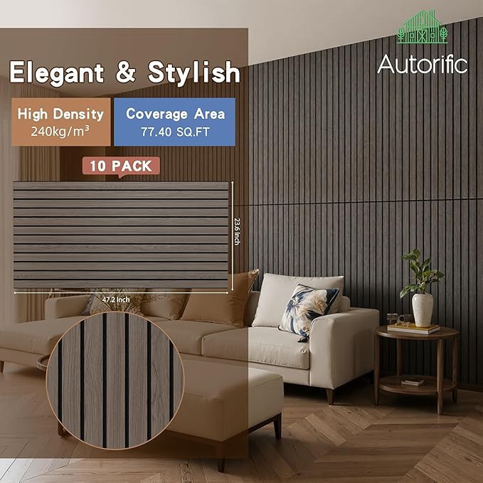 Wood Veneer Sound Panels, 10 Pack 47.2”x23.6” Wall Panels, Decorative Acoustic