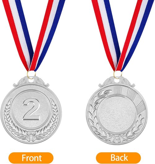 Award Medals | 1st, 2nd, 3rd Place Gold, Silver, Bronze Metal Medals with Neck Ribbon - 2 Inches