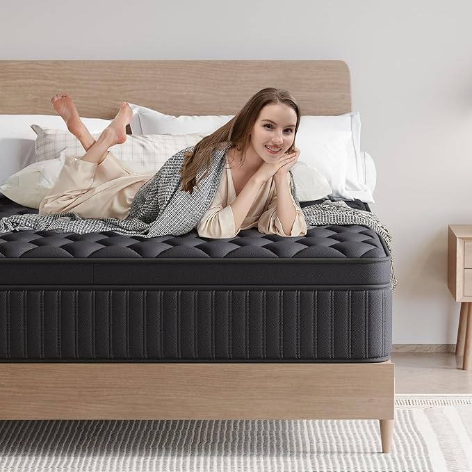 King Mattress, 12 Inch King Medium Firm Hybrid Mattress in a Box, Individual Pocket Spring for Pressure Relief & Motion Isolation, Reinforced Edge Support, CertiPUR-US Certified