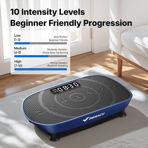 MERACH Vibration Plate - Curved Exercise Machine for Lymphatic Drainage & Weight Loss | Real-Time Calorie Tracking
