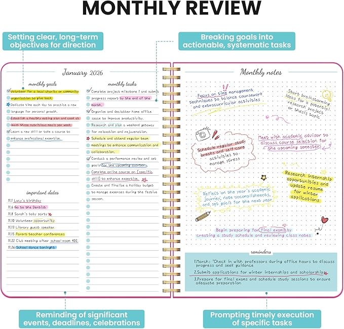 Monthly Planner 2026-2027, 2 Year Months Calendar Planner 2026-2027, Runs from January 2026 - Decembe 2027, 7" x 10", 24 Months, Perfect for School Office Home Planning - Fuchsia Pink