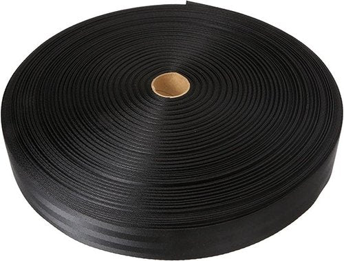 2 Inch Black Polyester Seat Belt Webbing - 300 Ft, 6000 lbs Break Strength for Ratchet Straps & Lifting Slings