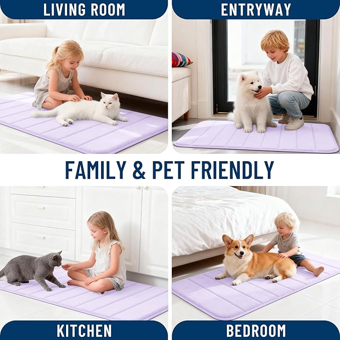 OLANLY Memory Foam Long Bathroom Rugs Runner 47x17, Super Soft Absorbent Bath Mat, Quick Dry, Machine Washable Shower Floor Rugs, Bathmat Carpet, Bathroom Home Decor Accessories, Lavender