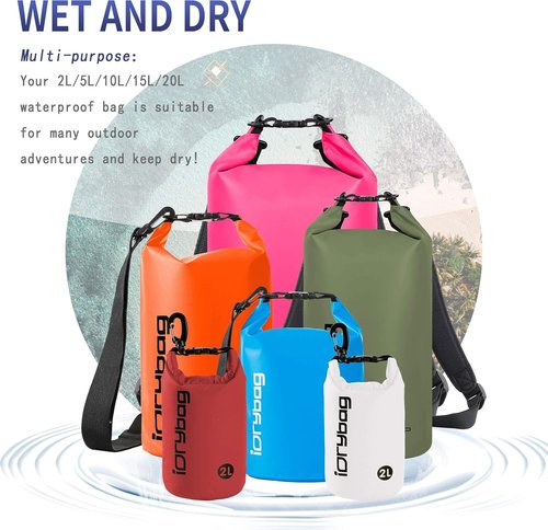 IDRYBAG Waterproof Dry Bag for Kayaking - Lightweight & Durable | Available in 2L, 5L, 10L, 15L, 20L