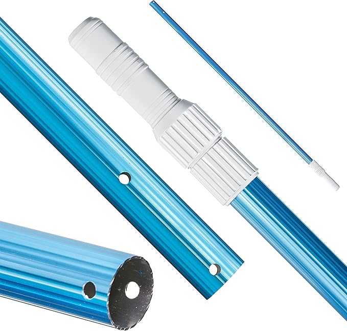U.S. Pool Supply 8 Foot Swimming Pool Pole Telescopic - Aluminum Pool Skimmer Pole Net, Rake, Brush, Vacuum Head Handle, Attach Cleaning Equipment Accessories, Adjustable 2 Piece Expandable Extension