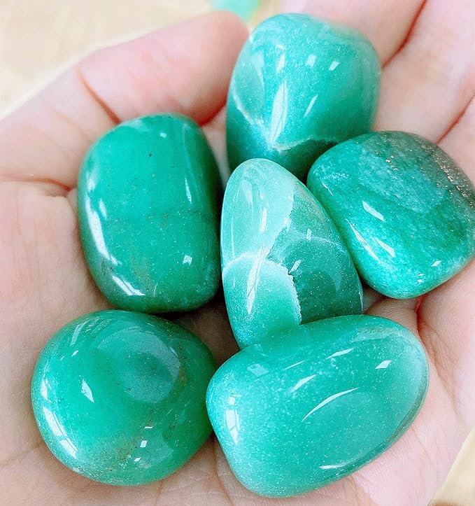 QINJIEJIE Crystals Green Aventurine (1000+ Carats) Polished Stone 0.6-1" Natural Irregular Stone Tumbled Reiki Healing Crystal Decoration Bulk 0.45 LB 200G
