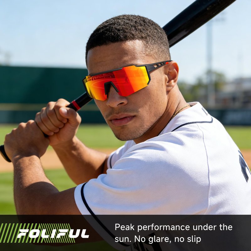 Foliful 3 Pack Polarized Sports Sunglasses Men Women, Running Mens Sunglasses UV Protection for Baseball Cycling Fishing, Ice Blue/Dark Blue/Pink Green