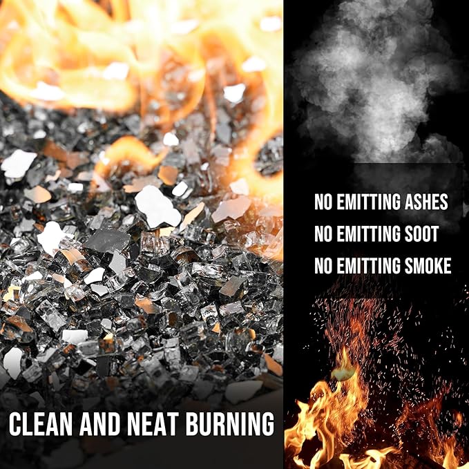 Skyflame 10-Pound Fire Glass for Fireplace Fire Pit and Landscaping, Onyx Black Reflective, 1/4-Inch