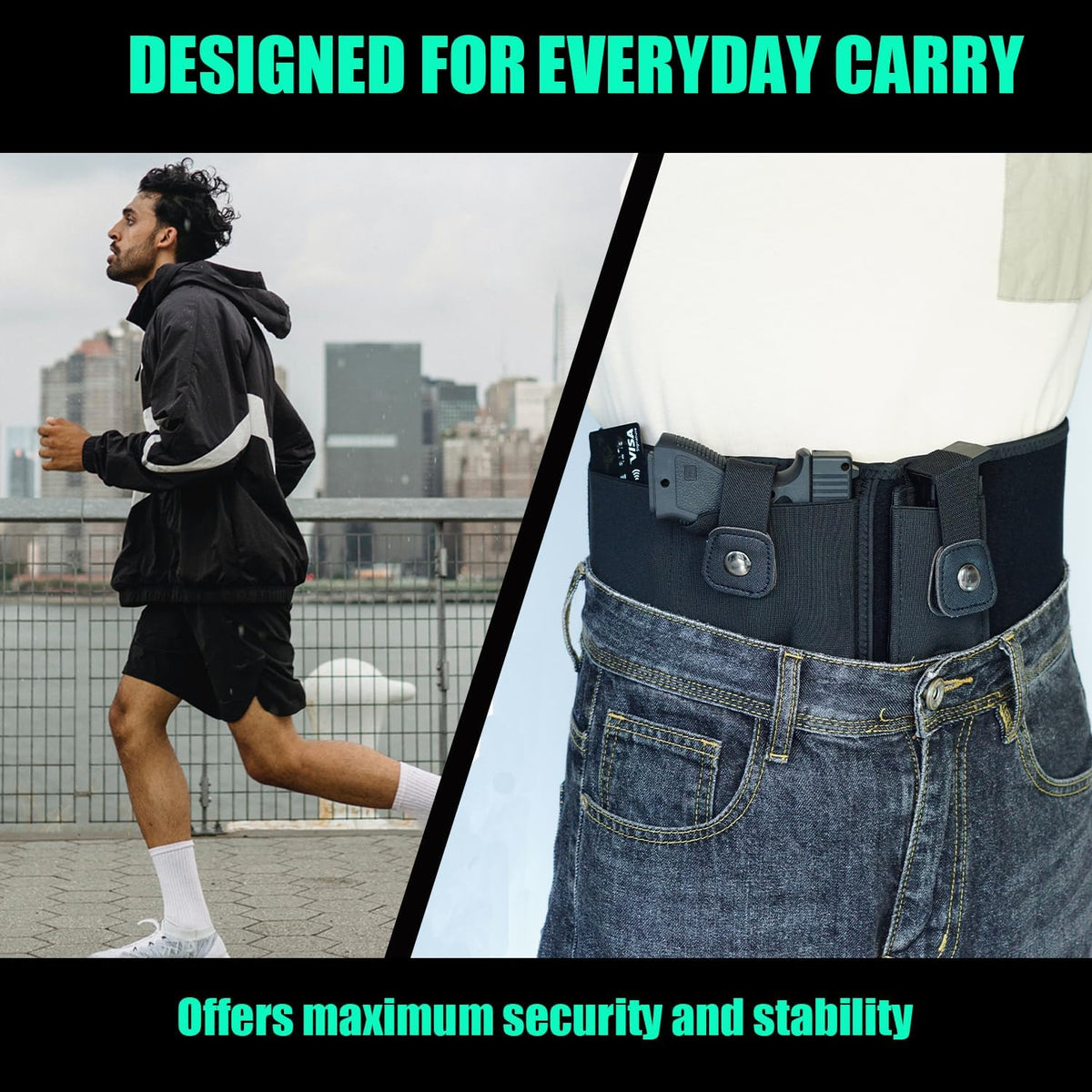 Skiennix Belly Band Holster - Comfortable Neoprene Gun Holster for Glock, S&W, Ruger | Fits Most Pistols & Revolvers