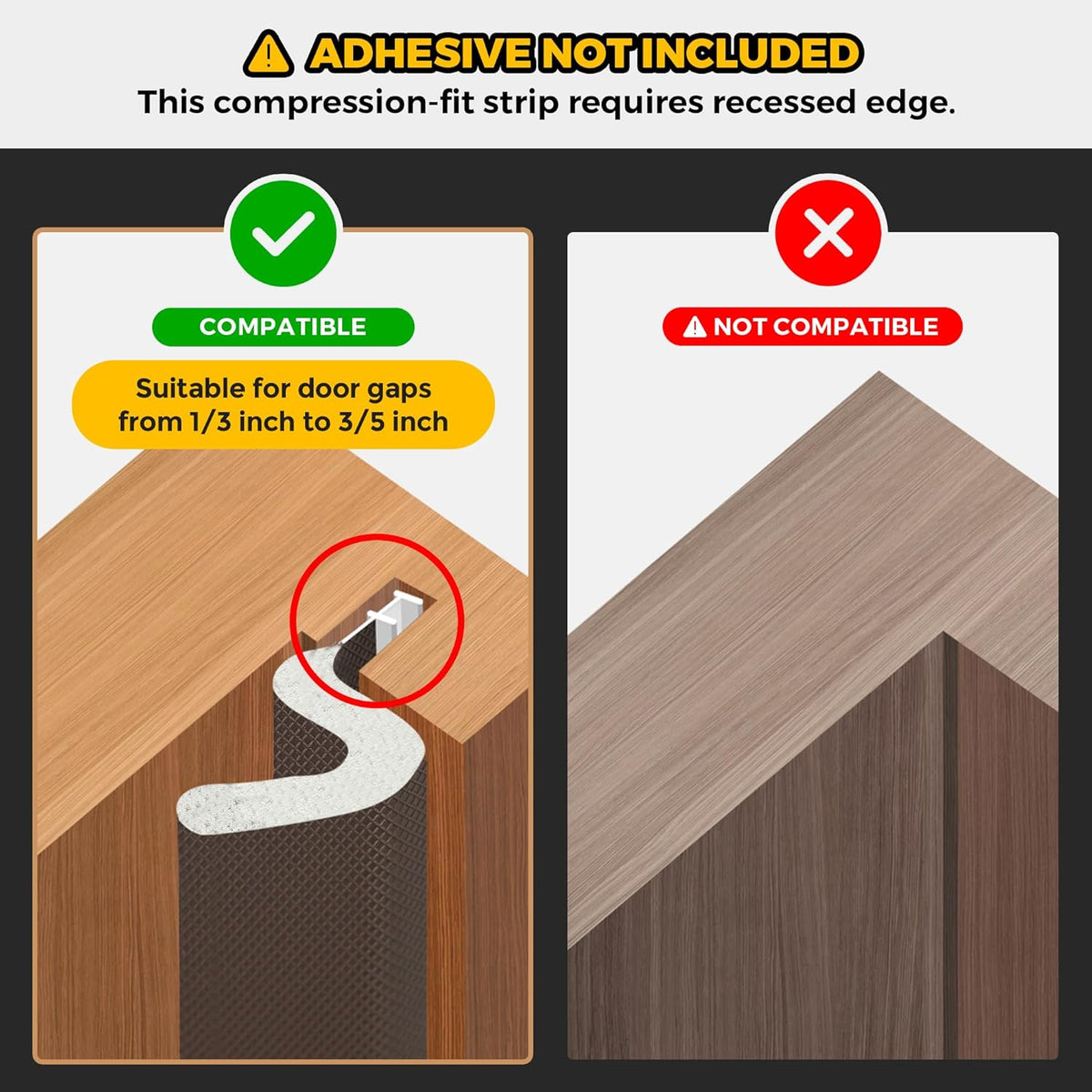 Weather Stripping Door Seal Strip - Soundproof Q-Shaped Foam for Exterior Door Frame, Large Gap Seal, Noise Cancelling, Easy to Install (Brown, 26FT)