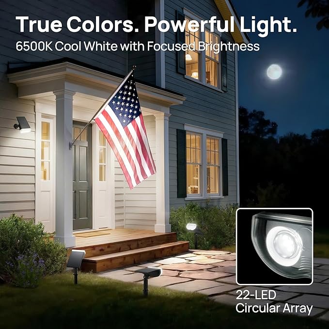 Consciot Solar Lights Outdoor Waterproof IP67, 3 Lighting Modes Solar Spot Lights Outdoor, Auto On/Off, 2-in-1 Solar Landscape Light for Yard Garden Landscape Pathway, Cool White 6500K, 4 Pack