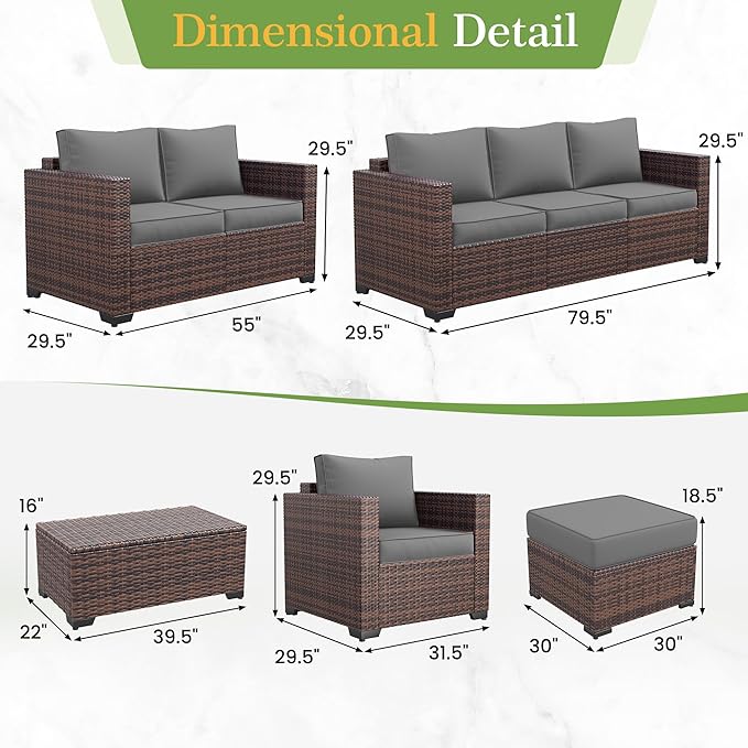Amopatio Patio Loveseat, Outdoor Furniture 2-Seat Wicker Porch Furniture Outdoor Couch Sofa with Water-Resistant Cover & Non-Slip Cushions, Premium Patio Set, Gray
