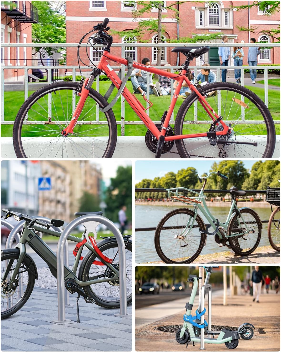 Sportneer Bike Lock - High Security 5-Digit Combination Chain Lock | 3.2/3.6/4ft Heavy Duty, Keyless Design for Bikes, Motorcycles, Scooters, Doors & Gates - 4/6mm Thick