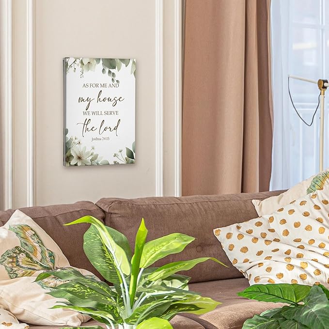 HIWX Christian Wall Decor, as for Me and My House Bible Verses Sage Green