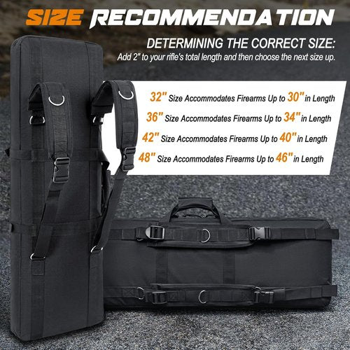 DULCE DOM Tactical Soft Padded Double Rifle Case - Heavy-Duty Backpack for 2 Rifles & Pistols | 36-48 Inch