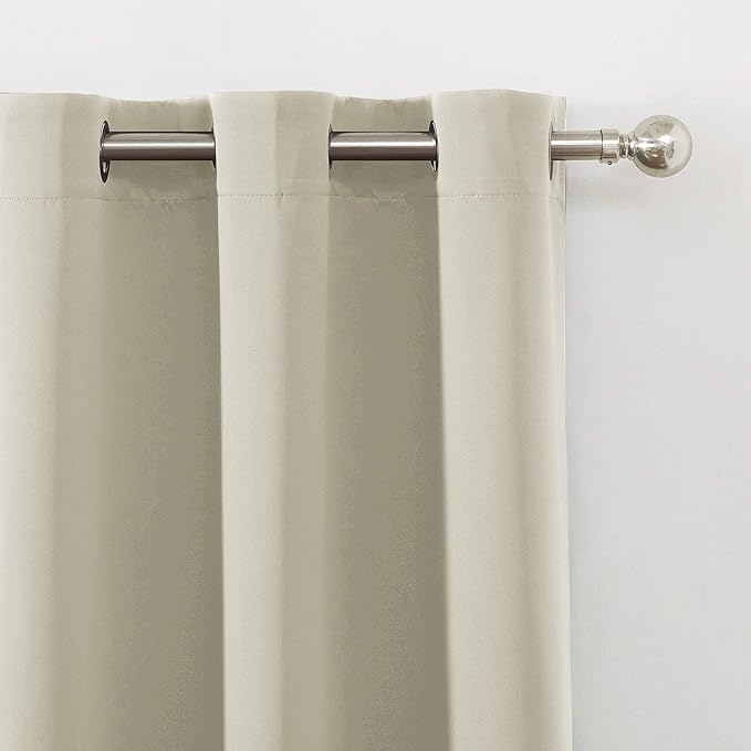 LEMOMO Light Beige Thermal Blackout Curtains/42 x 72 Inch/Set of 2 Panels Room