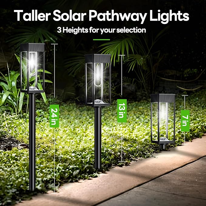 Solar Pathway Lights Outdoor IP65 Waterproof, 6 Pack 6500K LED Auto On/Off Walkway Landscape Light for Yard Lawn Garden Patio Driveway Outside Decor, Cool White