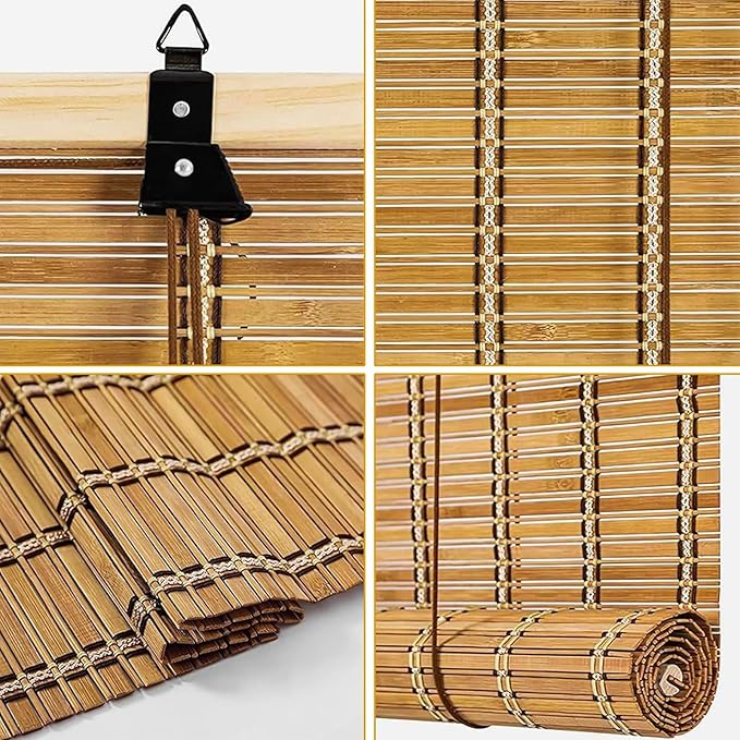 48x72 Inch Bamboo Blinds for Interior Windows, UV Protection Roman Bamboo