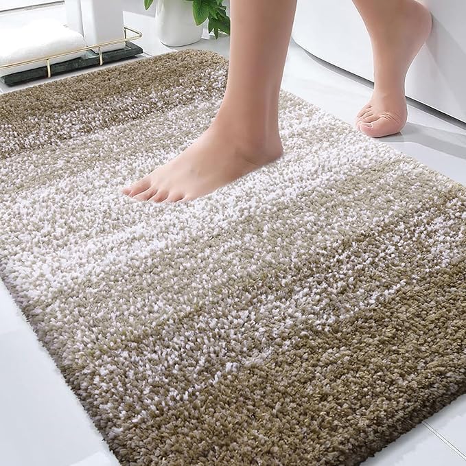 OLANLY Bathroom Rugs Mat 34x21, Extra Soft Absorbent Microfiber Bath Rugs, Rubber Backing, Quick Dry, Machine Washable Bath Mats for Bathroom Floor, Tub and Shower, Home Decor Accessories, Coffee