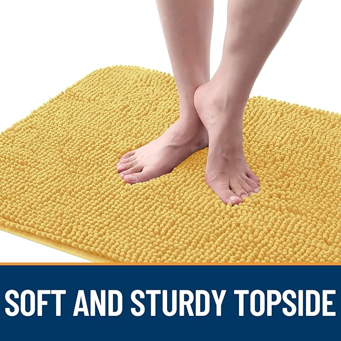 OLANLY Dog Door Mat for Muddy Paws 40x32, Absorbs Moisture and Dirt, Absorbent Non-Slip Washable Doormat, Quick Dry Chenille Mud Mat for Dogs, Entry Indoor Entryway Carpet for Inside Floor, Yellow