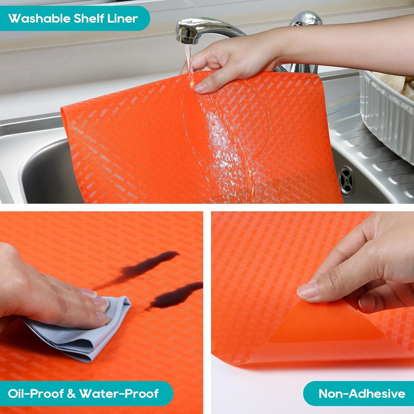 Fridge Liner Shelf Liners for Kitchen Cabinet Refrigerator Liners Waterproof & Oil-Proof Kitchen Cupboard Liner Non Adhesive Drawer Mats EVA Material for Shelves -Red 11.8 x 59 Inches