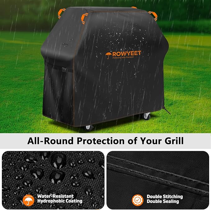 Grill Cover for Outdoor Grill, Universal Fit Oxford Waterproof BBQ Cover for Outside, Anti-UV Barbecue Gas Cover with Adjustable Hem for Weber, Nexgrill, Expert Grill and More (59" - 67")