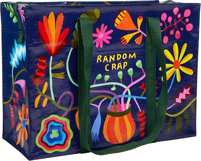 Blue Q Reusable Shoulder Tote Bag – Carry Everywhere Bag with a Hefty Zipper, Durable, Fun Design, 95% Recycled Material