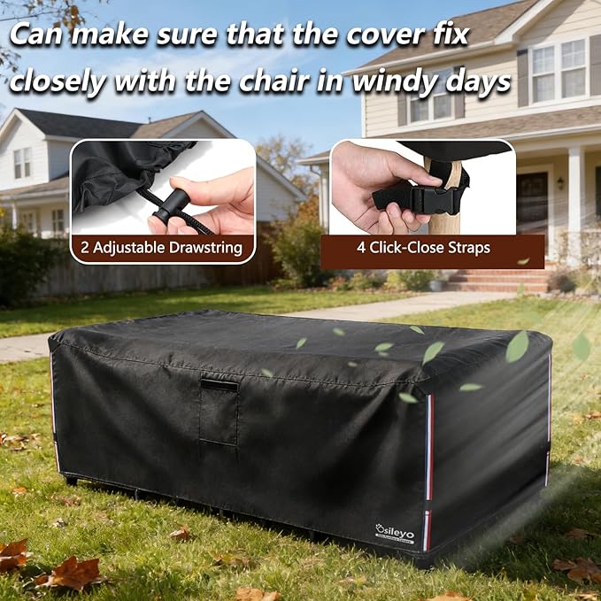 Patio Furniture Covers Waterproof,600D Heavy Duty Patio Cover for 6/7/8 PCS Sets Sectional Sofa Couch Dining Rocking Swivel Chairs Ottomans Coffee Table,88L x 62W x 28H inch